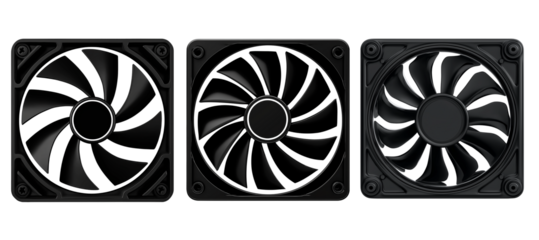 Black plastic computer fan transparent png background