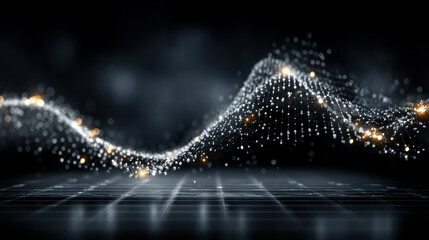 Dynamic visualization of graph-based AI learning from structured knowledge with flowing data links and futuristic UI elements