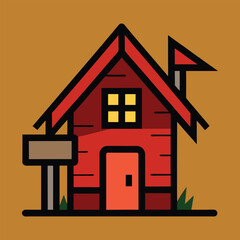 Log Cabin House in The Woods vector art