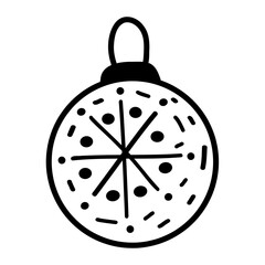 Funny Christmas ball. Christmas, New year concept. Hand drawn illustration