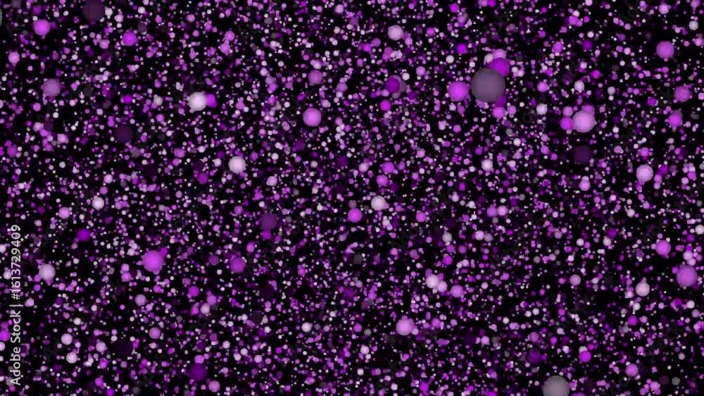 Poster dynamic purple spheres: abstract motion background with particle flow and depth