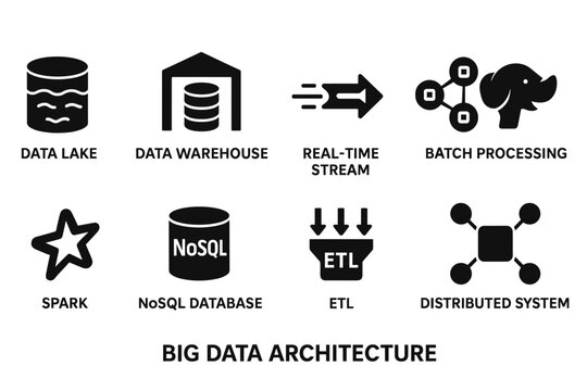 Big Data Architecture Components Icon Set