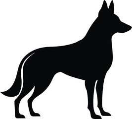 German shepherd silhouette, dog line art, loyal pet drawing, canine outline vector, working dog illustration