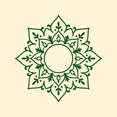 Intricate Green Mandala Design on Cream Background