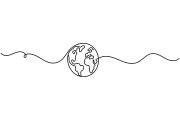 Continuous line drawing of earth globe in simple outline style

