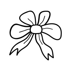 Funny Christmas bow. Christmas, New year concept. Hand drawn illustration