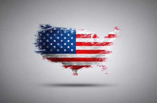 US map shaped like a distressed flag