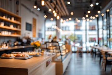 Blurred interior of a cafe
