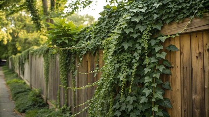 An old wooden house with an ivy-covered wall and a rustic wooden fence encloses a summer garden