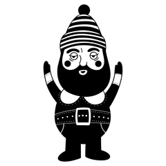 Funny Christmas gnome with bag and candy. The concept of Christmas, New Year. hand-drawn illustration