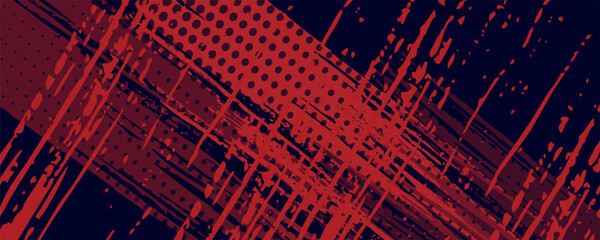 Halftone dots red and blue color pattern gradient grunge texture background. Dot pop art comic sport style vector illustration.