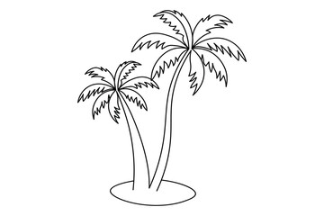 Obraz premium Single line palm tree vector illustration with minimalist outline design on white background