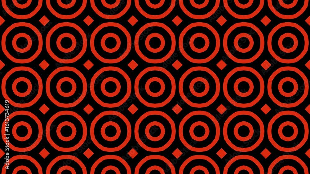 Poster dynamic red circles & squares: geometric pattern animation background loop