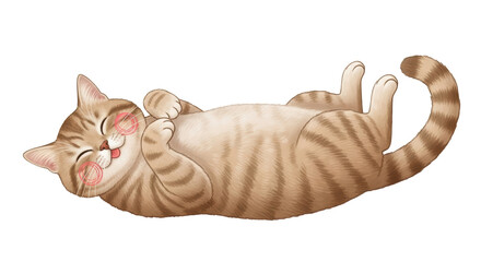 Isolated Happy Cat Cartoon