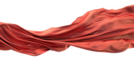 Red superhero cape flying in the wind, isolated on transparent background