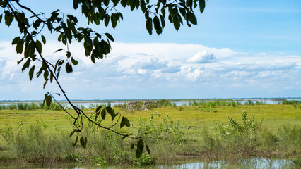 View of River Brahmaputra with clouds in the sky and porcupines for flood control 5