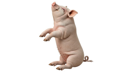 Isolated Pig Standing Upright