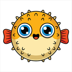 Vector illustration of cute sea fish cartoon character flat design isolated on transparent background. Ideal for kids, ocean, marine, and aquatic themes.