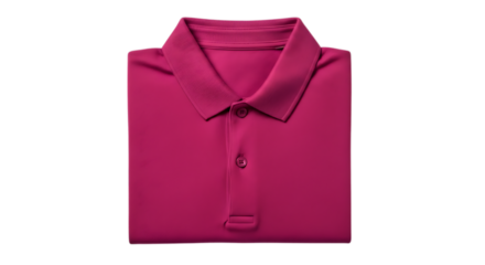 Folded pink polo shirt isolated on transparent background