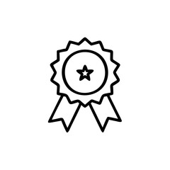 Outline award medal with star ribbon icon