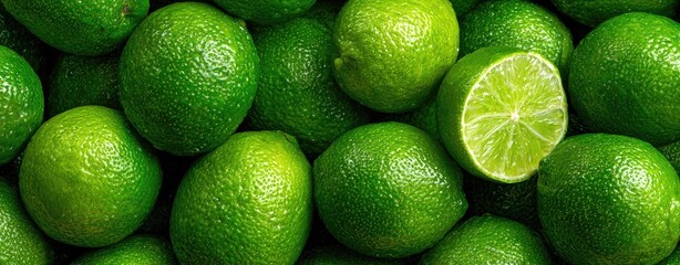 Close-up of many fresh green limes