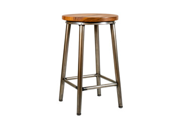 Vintage wooden and metal bar stool isolated on transparent background