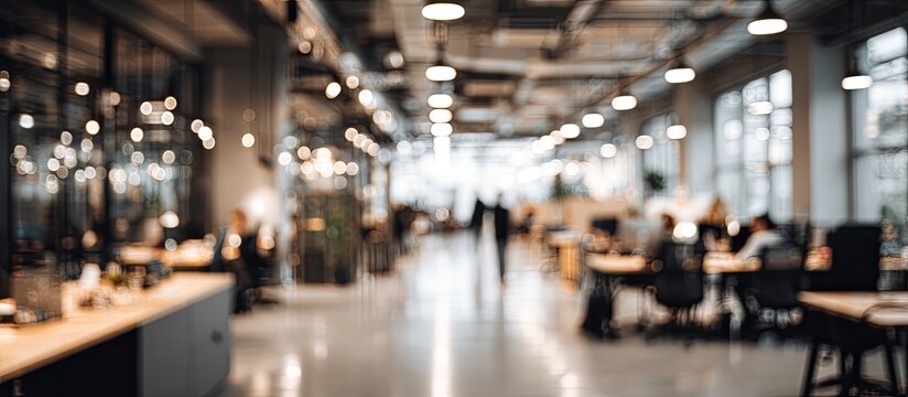 Blurry interior of a modern open-plan office space