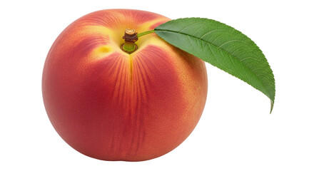 Isolated Fresh Peach with Leaf