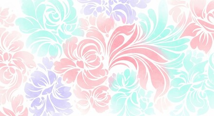 Abstract floral pattern, watercolor style, soft pastel colors, dreamy, artistic.