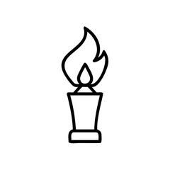 Outline icon a torch with a flame fire light