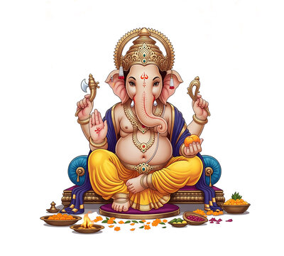 AI Generated Illustration for Happy Ganesh Chaturthi Festival for Invitation, Poster, Social Media Post Design Background