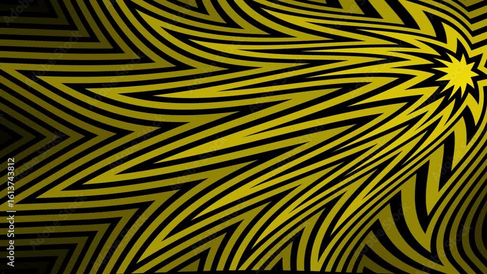 Poster dynamic yellow starburst lines on black background - abstract motion graphics