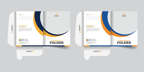 Creative business presentation folders with a modern design. Professional corporate document templates. Distinctive real estate file folder styles.