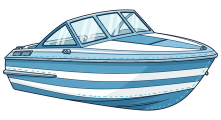 Isolated Blue and White Speedboat