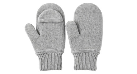 Isolated Knitted Gray Mittens