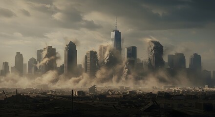Post-Apocalyptic Cityscape: A Desolated Metropolis