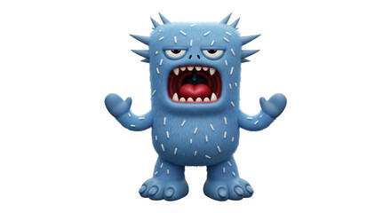 Isolated Blue Monster with Spikes
