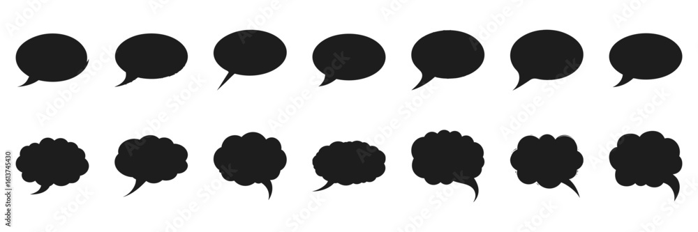 Aufkleber speech and thought bubble silhouette set. communication and expression collection. isolated vector i