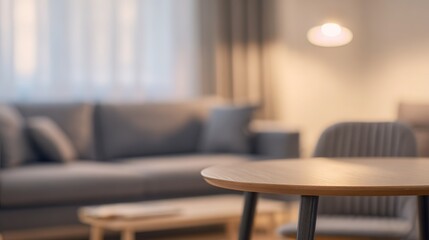 Bright Minimalist Living Room with Blurred Background and Soft Light for Architectural and Home Decor