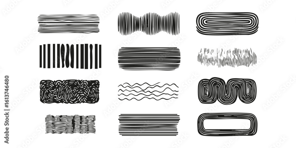 Aufkleber abstract black and white line pattern set. creative design elements collection. isolated vector illu