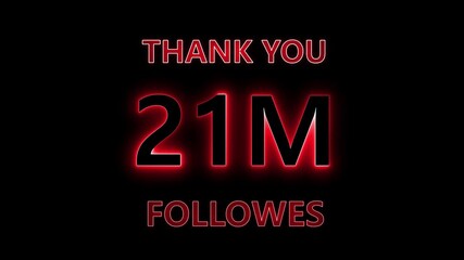 Blue neon text animation thank you message for social media followers. Futuristic thank you text reveal for social media follower milestone. - Powered by Adobe
