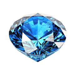 3D Render of a Vivid Blue Diamond Jewel in Brilliant-Cut on Transparent Background

