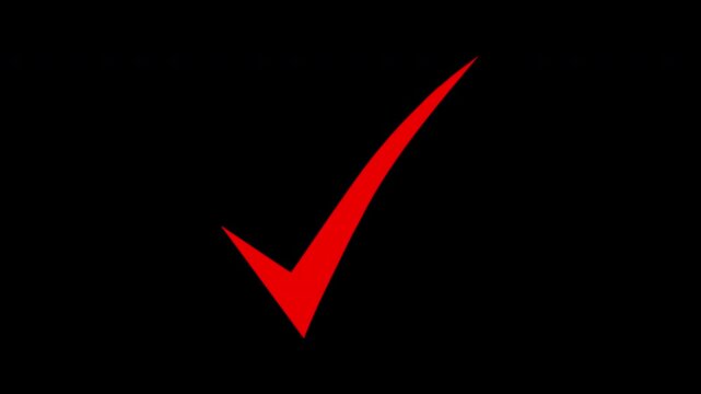 4K Red Tick Mark Animation on Black Background for Editing and Overlay Use