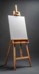 Empty wooden easel with blank canvas