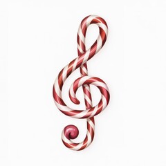 Fototapeta premium Whimsical Watercolor Illustration of a Candy Cane Treble Clef in Festive Colors for Holiday Cheer