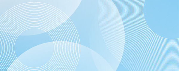 Abstract minimalist banner background, pastel colorful, blue and white gradations. Circle effect style geometric simple art