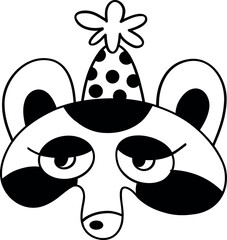 Funny Christmas raccoon mask. Christmas, New year concept. Cute Hand drawn illustration