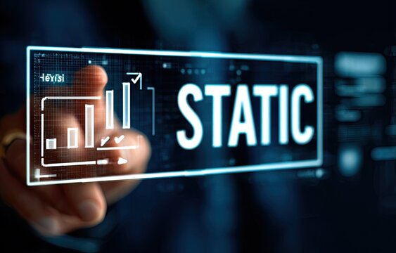 A hand touches a glowing digital interface displaying the word "STATIC - Powered by Adobe