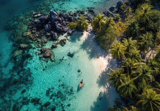 Aerial view of a tropical beach cove