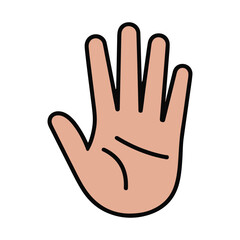 Open Hand with Four Fingers Raised in a Friendly Gesture silhouette vector icons.
